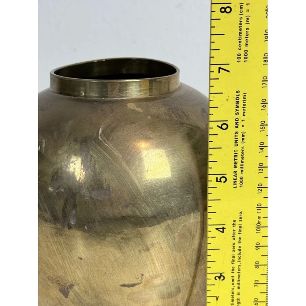 Vintage Brass 7” Rounded Vase India